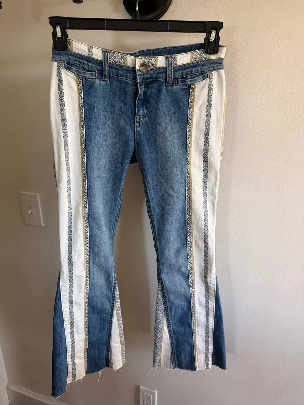 Free People Danica Flare Blue Denim Jeans Womens Size 26 Hippie Boho Festival